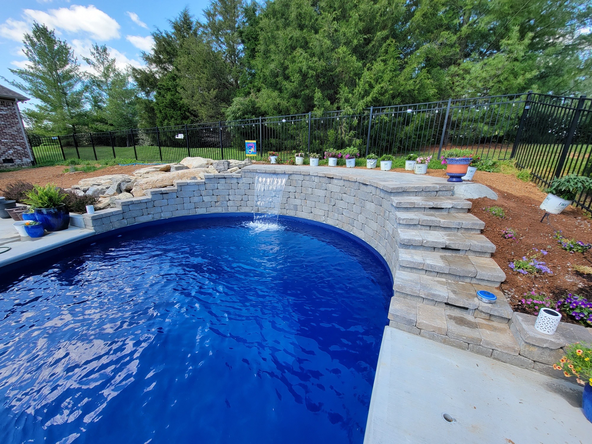 pool with waterfall